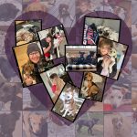 A picture collage in the shape of a heart of the Dahlstrom fosters over the years.
